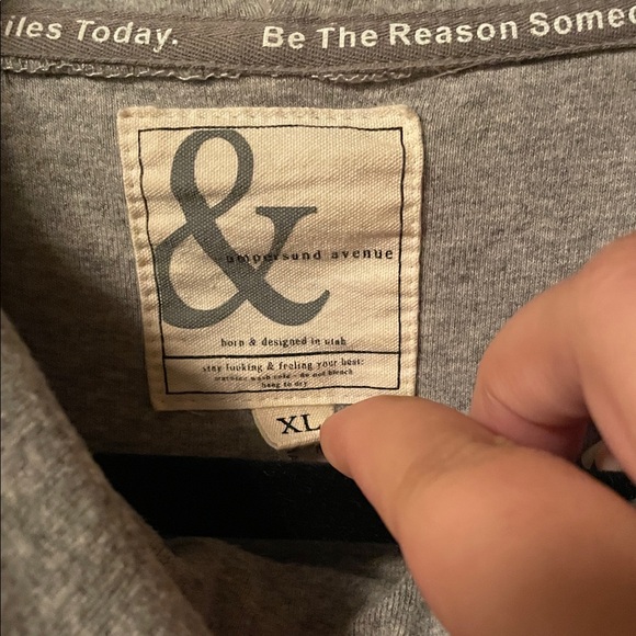 AMPERSAND AVE Gray Hoodie with Pink Accents - Picture 2 of 7